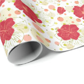 Hand Drawn Hibiscus Pattern Cadeaupapier (Rol Hoek)