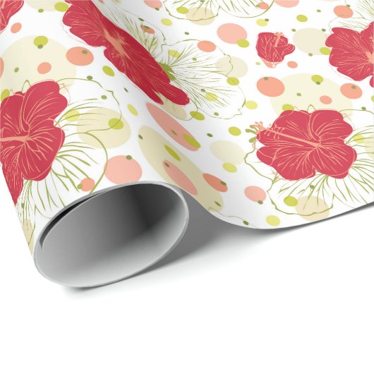 Hand Drawn Hibiscus Pattern Cadeaupapier (Rol Hoek)