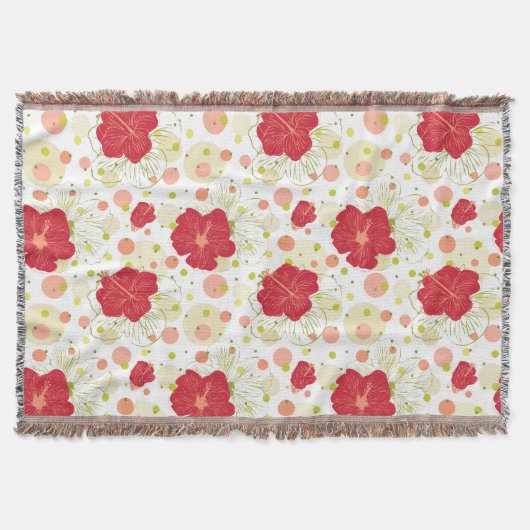 Hand Drawn Hibiscus Pattern Deken (Voorkant)