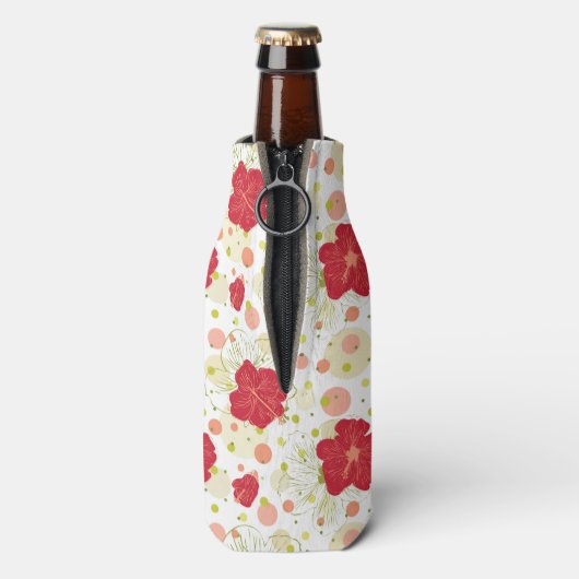 Hand Drawn Hibiscus Pattern Flesjeskoeler (Fles Achterkant)