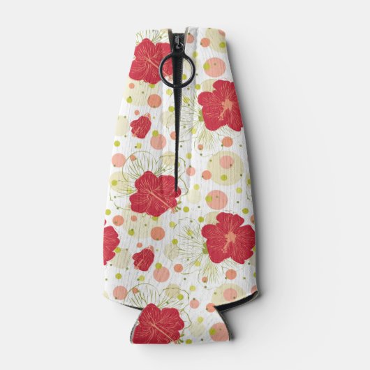 Hand Drawn Hibiscus Pattern Flesjeskoeler (Achterkant)