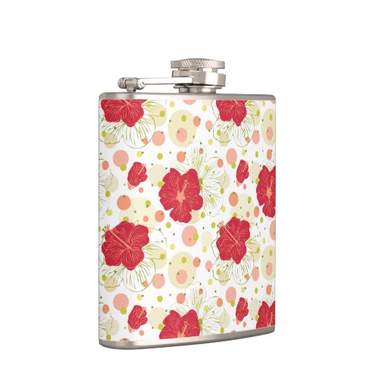 Hand Drawn Hibiscus Pattern Heupfles (Rechts)