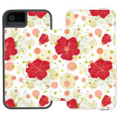 Hand Drawn Hibiscus Pattern Incipio iPhone Portemonnee Hoesje (Agenda Open)