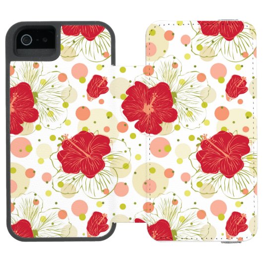 Hand Drawn Hibiscus Pattern Incipio iPhone Portemonnee Hoesje (Agenda Open)
