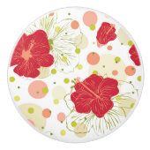 Hand Drawn Hibiscus Pattern Keramische Knop (Voorkant)