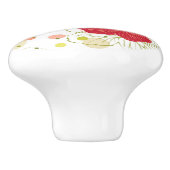 Hand Drawn Hibiscus Pattern Keramische Knop (Zijkant)