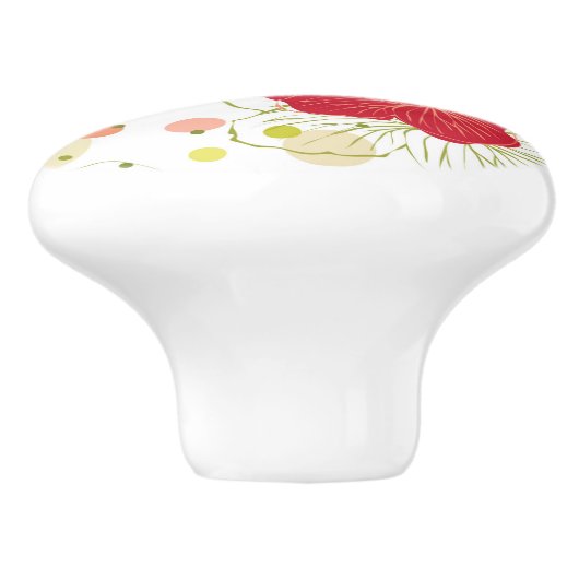 Hand Drawn Hibiscus Pattern Keramische Knop (Zijkant)