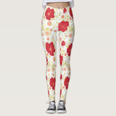 Hand Drawn Hibiscus Pattern Leggings (Voorkant)