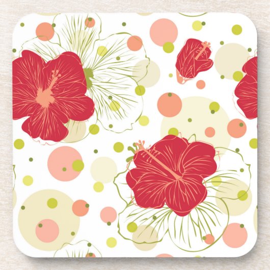 Hand Drawn Hibiscus Pattern Onderzetter (Voorkant)