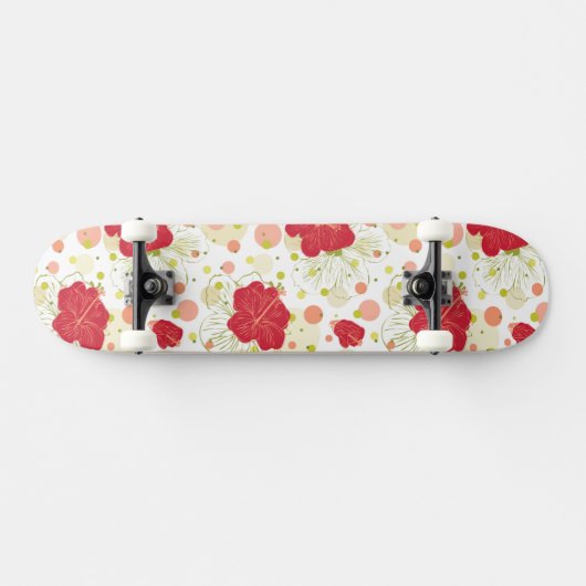 Hand Drawn Hibiscus Pattern Persoonlijk Skateboard (Horizontaal)