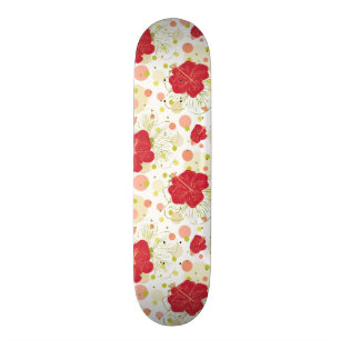Hand Drawn Hibiscus Pattern Persoonlijk Skateboard