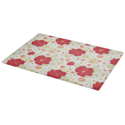 Hand Drawn Hibiscus Pattern Snijplank (Hoek)