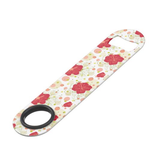Hand Drawn Hibiscus Pattern Speed Flessenopener (Achterkant Gekanteld)