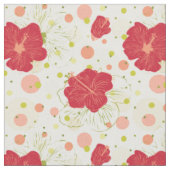 Hand Drawn Hibiscus Pattern Stof (Close Up)