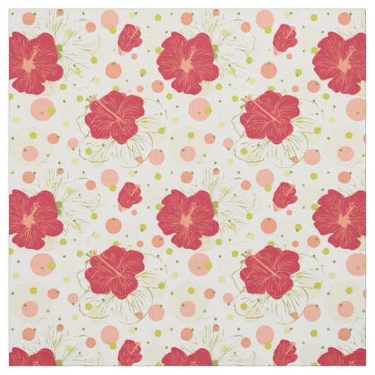 Hand Drawn Hibiscus Pattern Stof (Swatch)