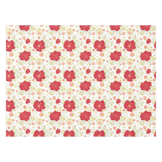Hand Drawn Hibiscus Pattern Tafelkleed (Voorkant (Horizontaal))