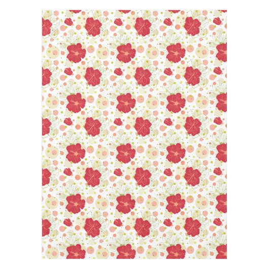 Hand Drawn Hibiscus Pattern Tafelkleed (Voorkant)