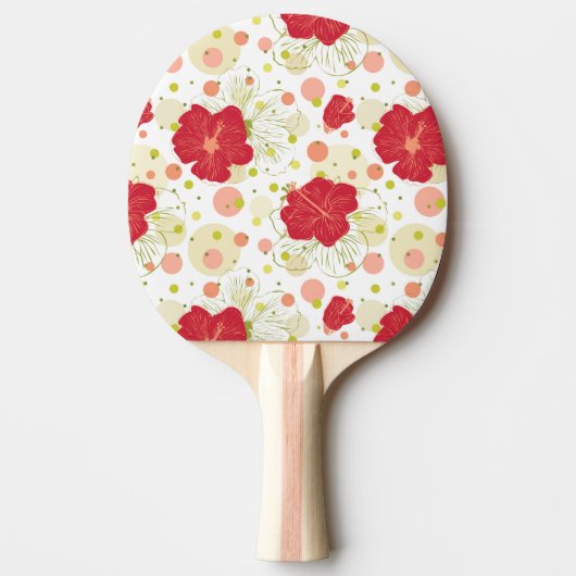 Hand Drawn Hibiscus Pattern Tafeltennisbatje (Voorkant)