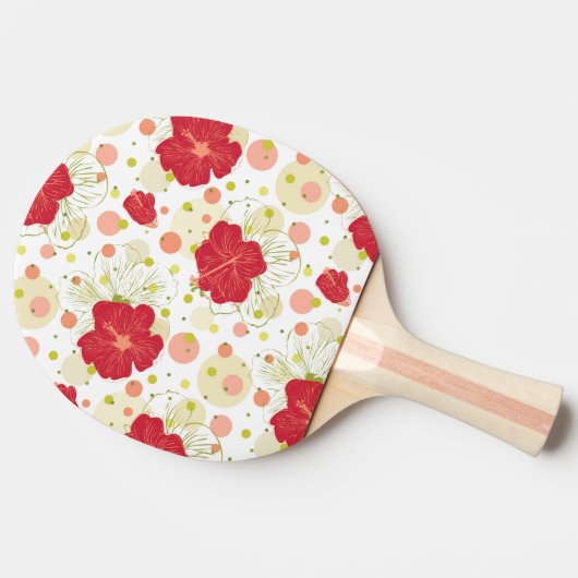 Hand Drawn Hibiscus Pattern Tafeltennisbatje (Zijkant)