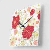 Hand Drawn Hibiscus Pattern Vierkante Klok (Hoek)