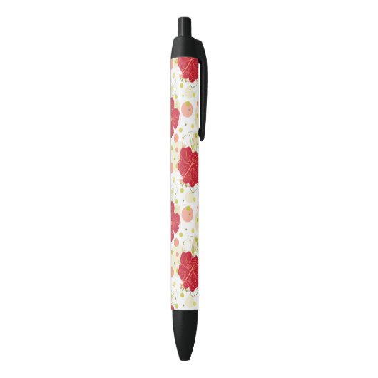 Hand Drawn Hibiscus Pattern Zwarte Inkt Pen (Achterkant (Verticaal))