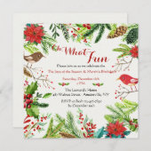 Hand Drawn Holiday Birthday Party Invitation Kaart (Voorkant / Achterkant)