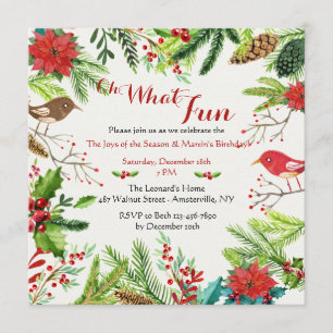 Hand Drawn Holiday Birthday Party Invitation Kaart