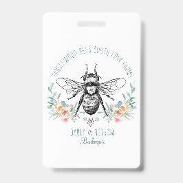 Hand Drawn Honey Bee Apiary Floral Badge