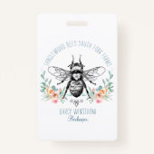 Hand Drawn Honey Bee Apiary Floral Badge (Voorkant)