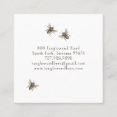 Hand Drawn Honey Bee Beekeeper Apiary Floral Squar Vierkante Visitekaartje (Achterkant)