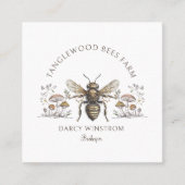 Hand Drawn Honey Bee Beekeeper Apiary Floral Squar Vierkante Visitekaartje (Voorkant)