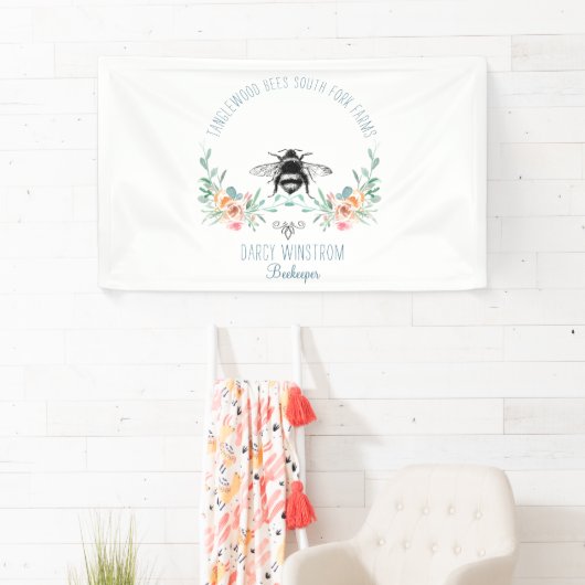 Hand Drawn Honey Beer Apiary Floral Spandoek (Insitu)