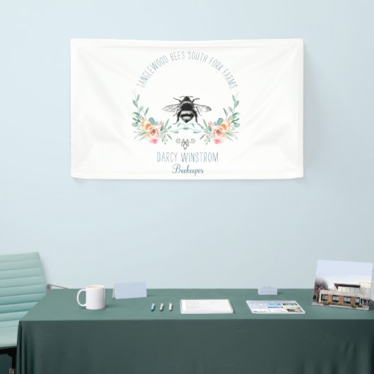 Hand Drawn Honey Beer Apiary Floral Spandoek (Beurs)