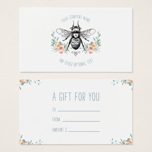 Hand Drawn Honey Beer Apiary Floral Visitekaartje (Voorkant /achterkant)