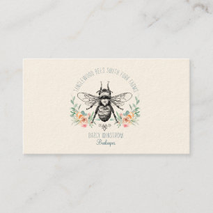 Hand Drawn Honey Beer Apiary Floral Visitekaartje