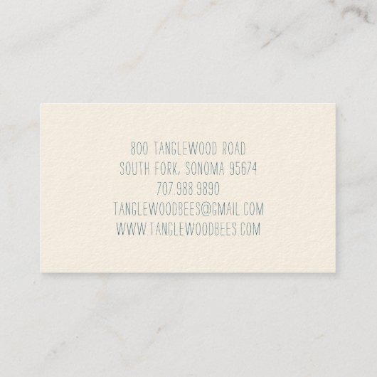 Hand Drawn Honey Beer Apiary Floral Visitekaartje (Achterkant)