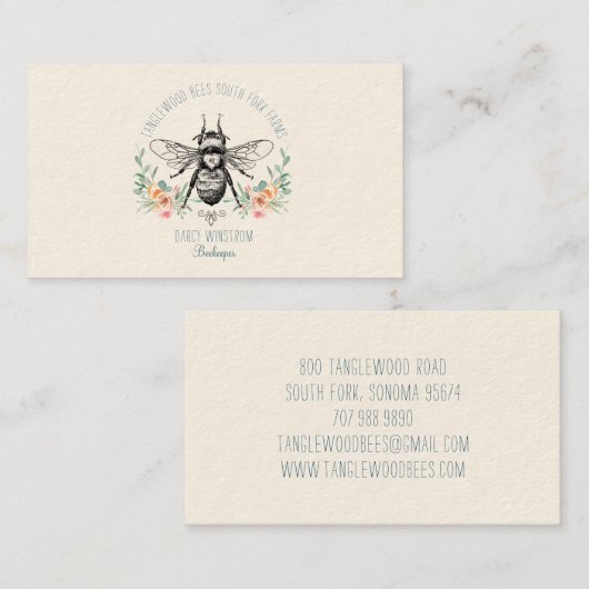 Hand Drawn Honey Beer Apiary Floral Visitekaartje (Voorkant / Achterkant)