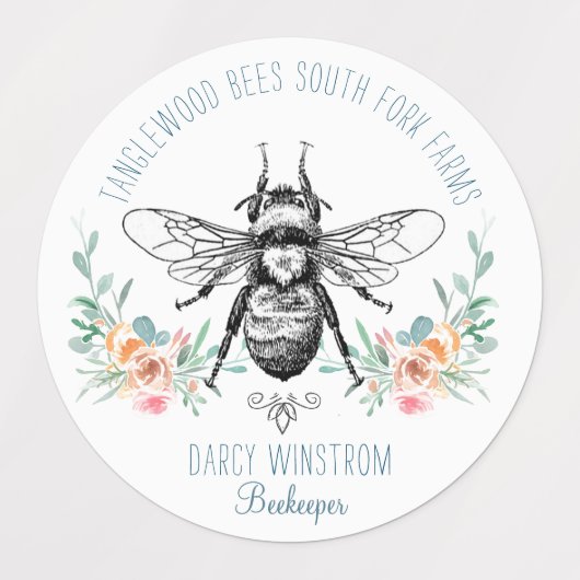 Hand Drawn Honey Beer Floral Labels (Design 1)