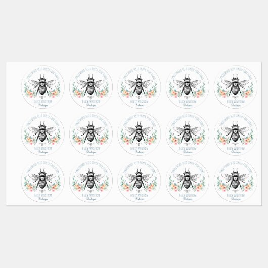 Hand Drawn Honey Beer Floral Labels (Vel)