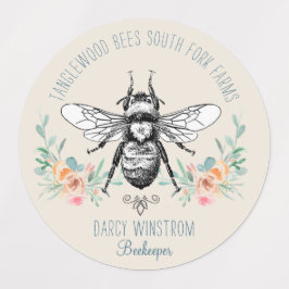 Hand Drawn Honey Beer Floral Labels