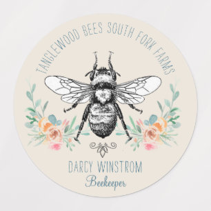 Hand Drawn Honey Beer Floral Labels