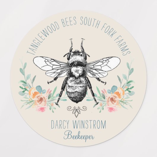 Hand Drawn Honey Beer Floral Labels (Design 1)