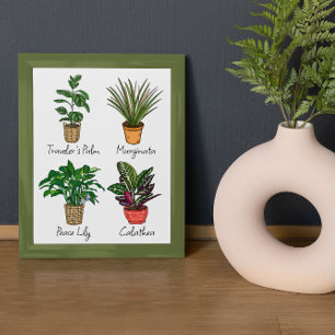 Hand Drawn House Planten Art Foto Afdruk