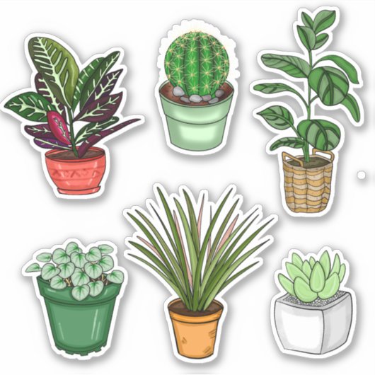 Hand Drawn Houseplant Art Sticker (Voorkant)