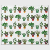 Hand Drawn Houseplant Birthday Cadeaupapier (Vlak)