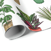 Hand Drawn Houseplant Birthday Cadeaupapier (Rol Hoek)