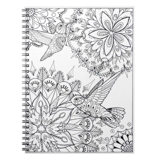 Hand Drawn Hummingbird Mandala Art Notitieboek (Voorkant)