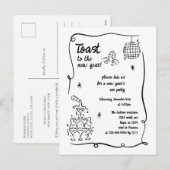 Hand Drawn Illustrated New Years Eve Party Feestdagenkaart (Voorkant / Achterkant)