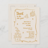 Hand Drawn Illustrated New Years Eve Party Feestdagenkaart (Voorkant / Achterkant)