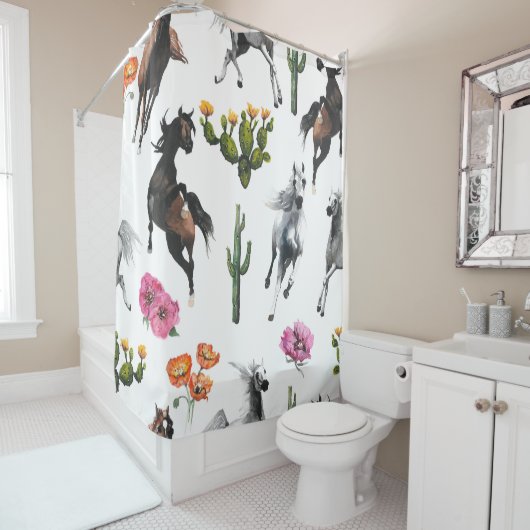 Hand drawn illustration. Seamless pattern. Cute ca Douchegordijn (In situ)